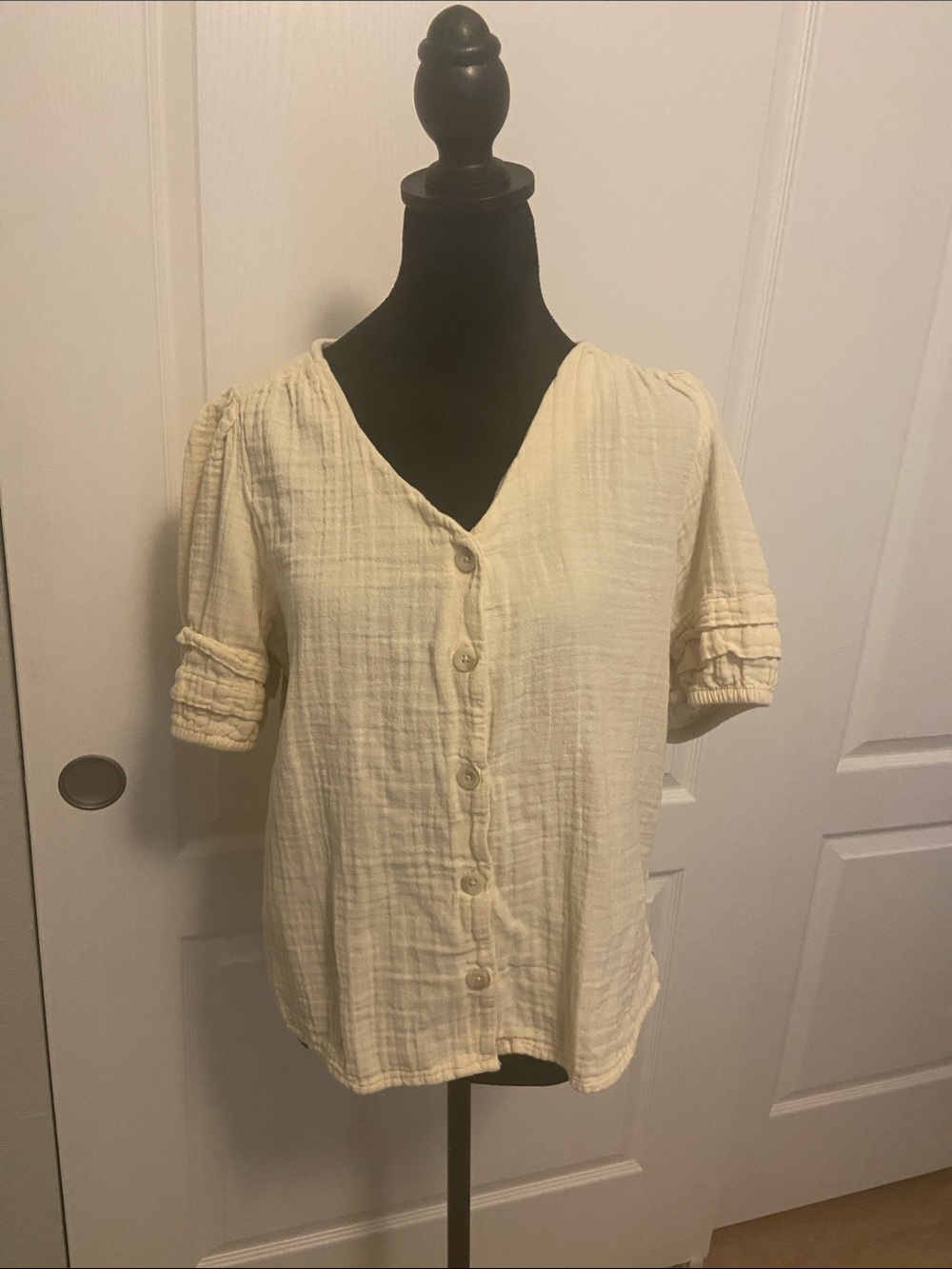 Sonoma Cream Button-Front Gauze Shirt